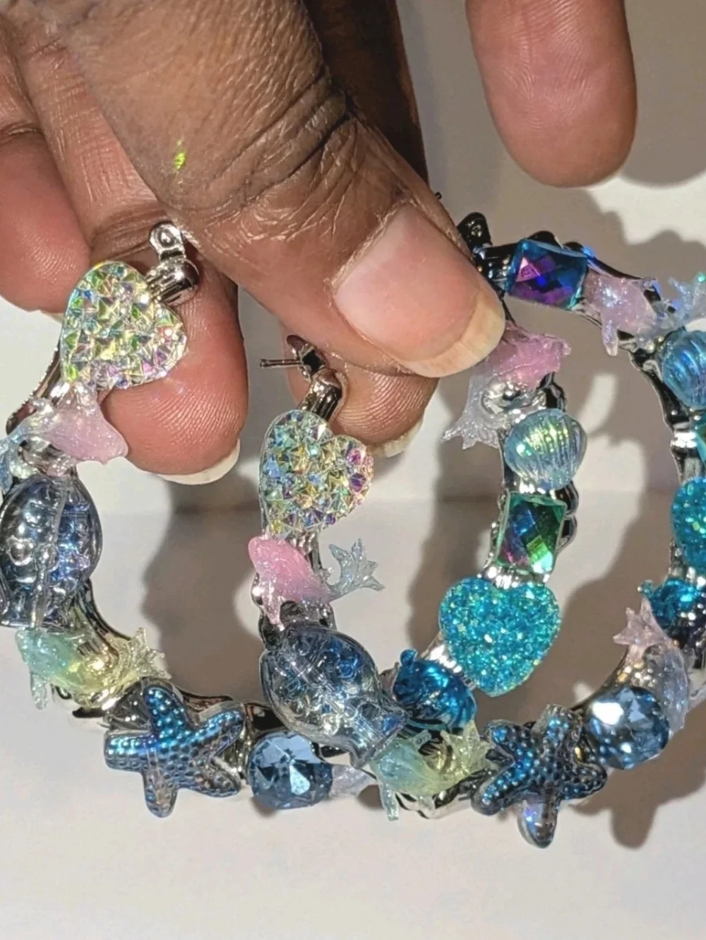 Sea Treasures-Hand Crafted Large Hoop Earrings
